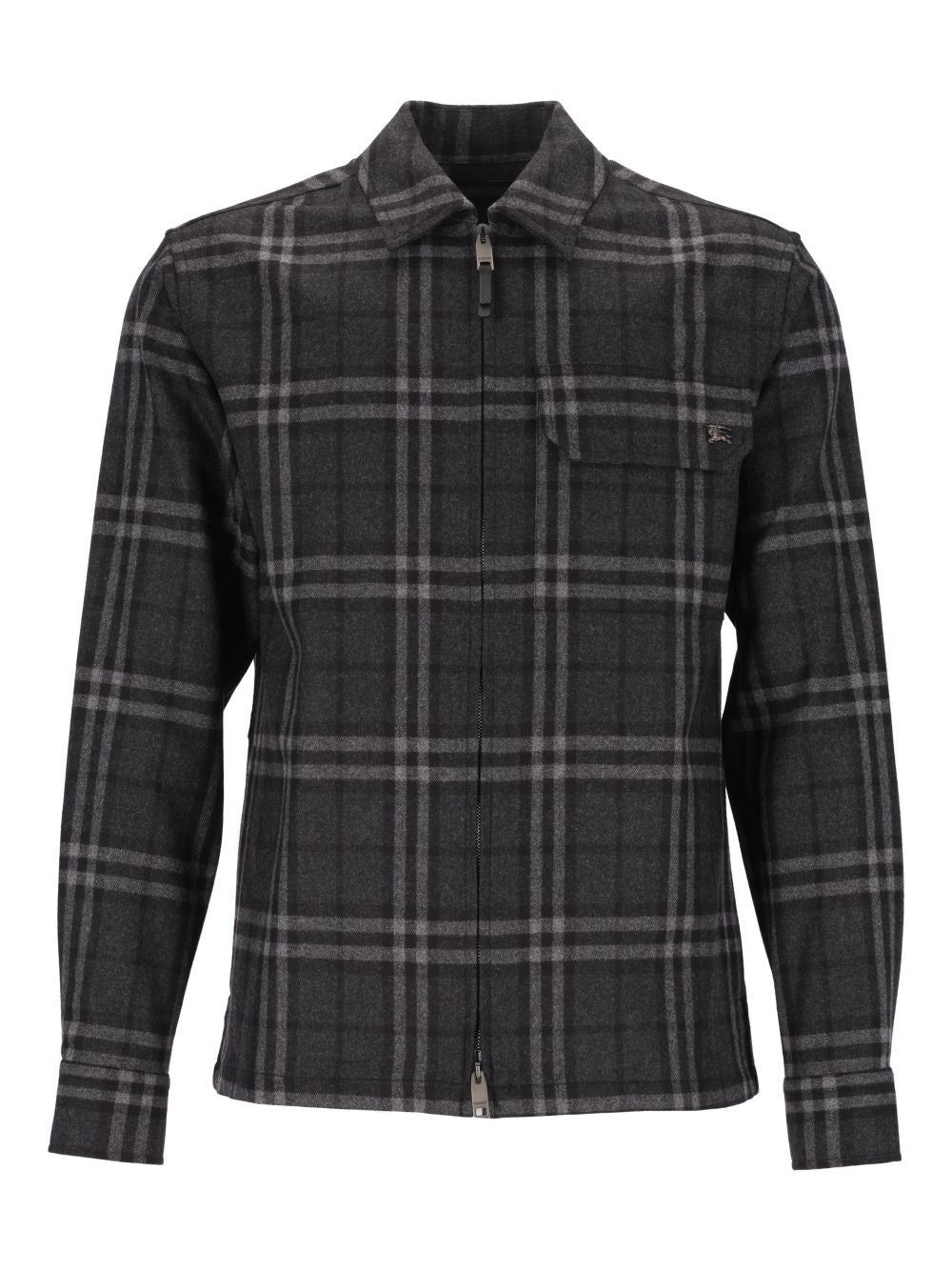 Burberry Wool And Cashmere Check Overshirt - Grey