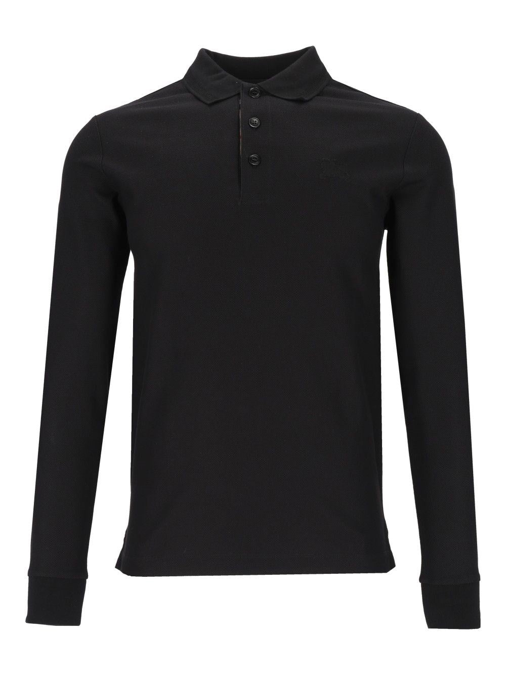 Burberry Long-Sleeved Cotton Polo Shirt - Black