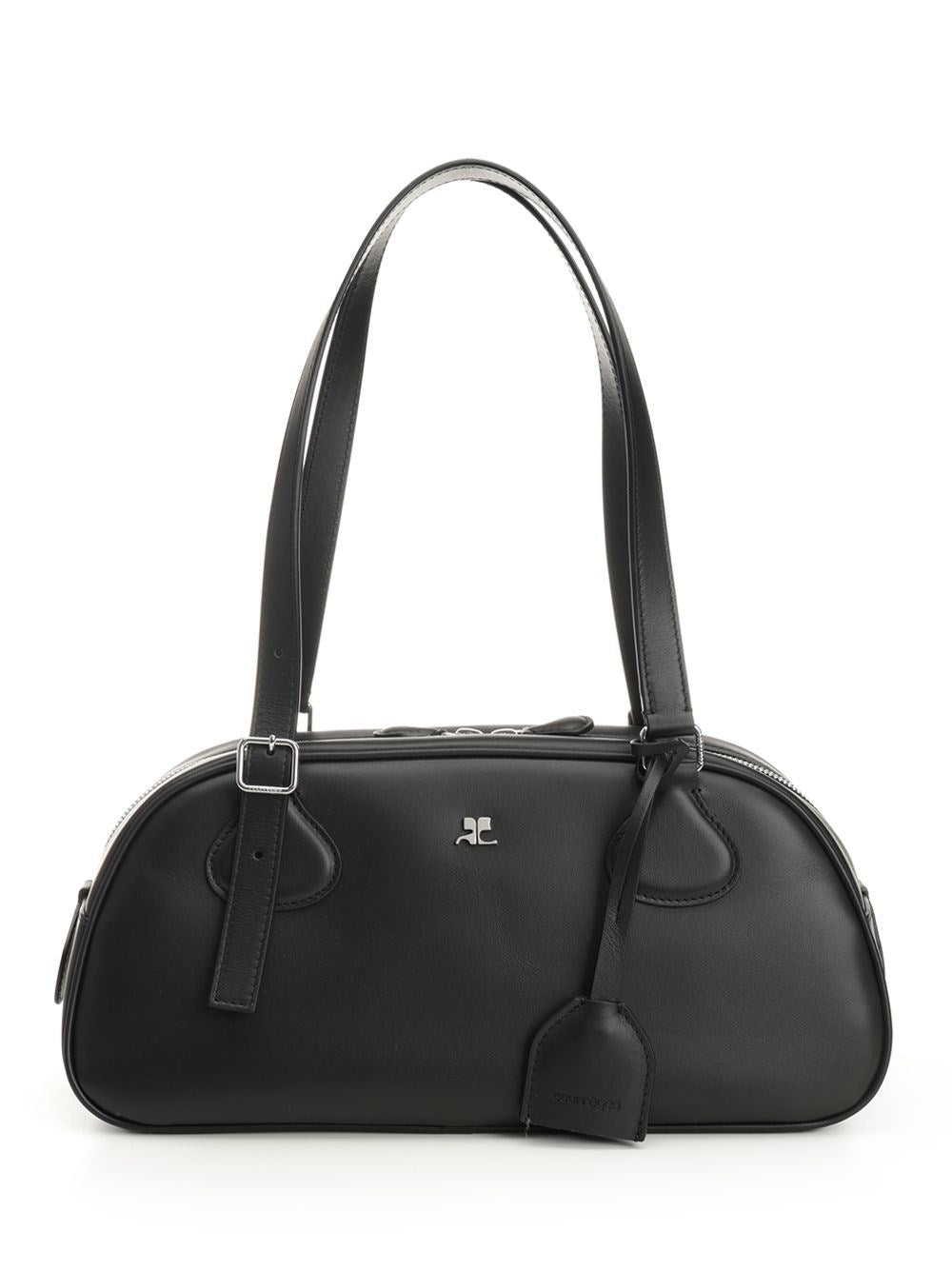 Courreges Medium "Friday" Leather Bag - Black