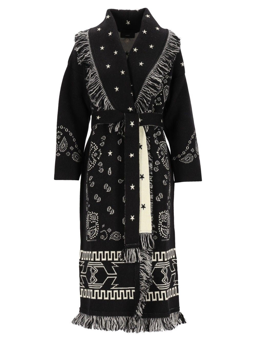 Alanui Bandana Wool Coat - Black