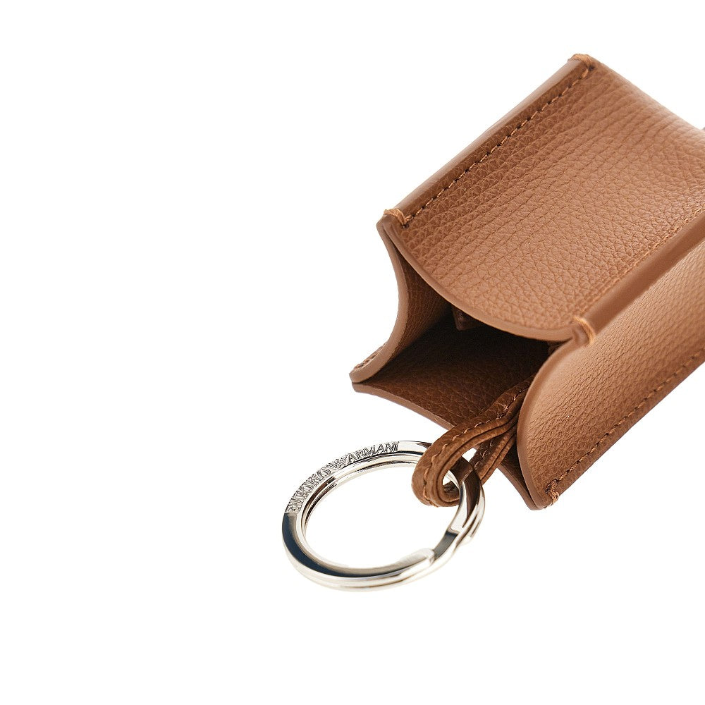 EMPORIO ARMANI Grained leather charm with logo plate
