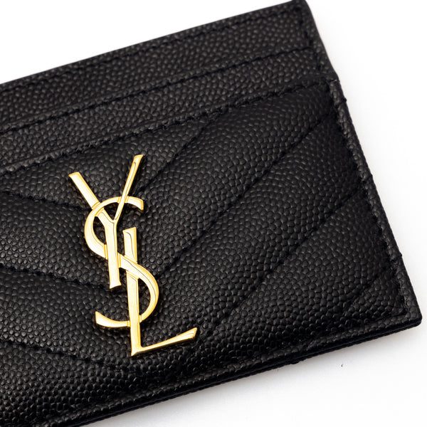 Saint Laurent Grain de Poudre leather cardholder