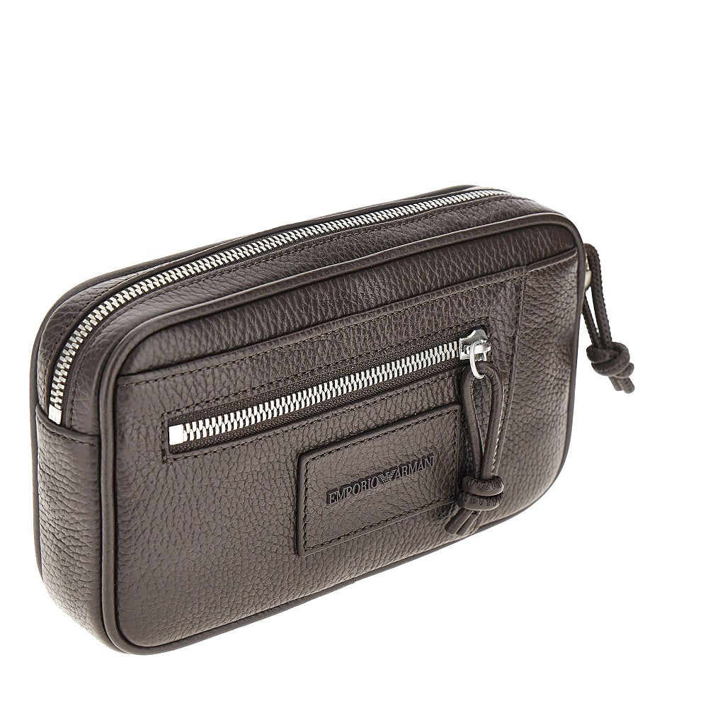 EMPORIO ARMANI Grained leather pouch