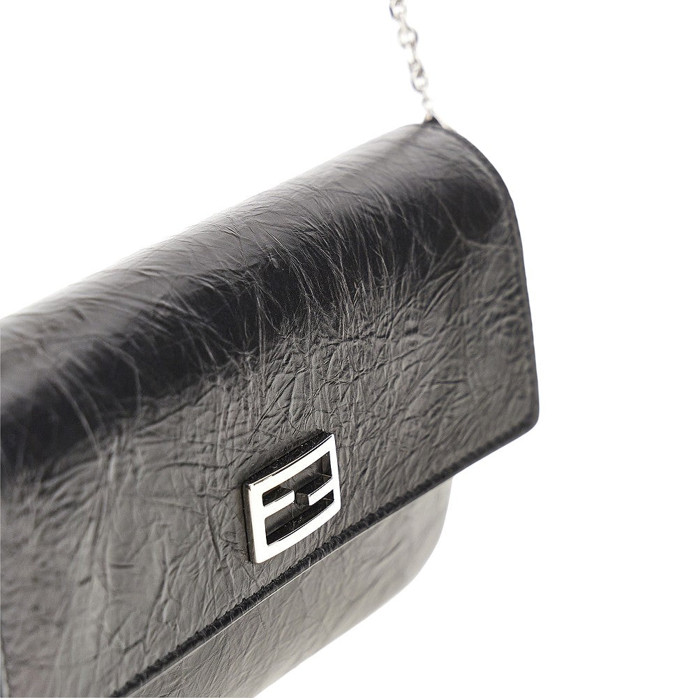 FENDI Craquelé leather 'Tube' clutch with chain