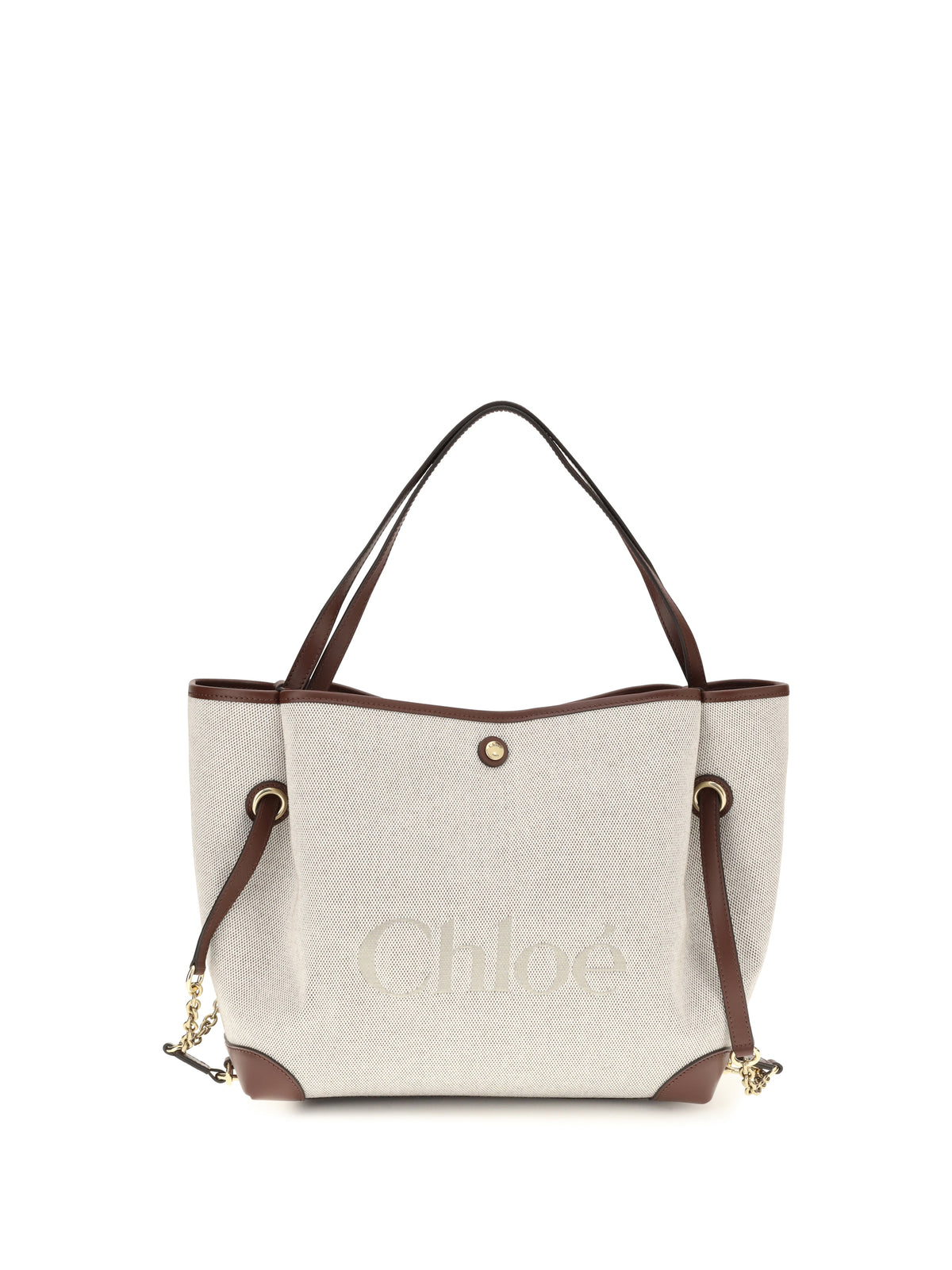 Chloé Clover Tote Bag in canvas - Crafty Brown