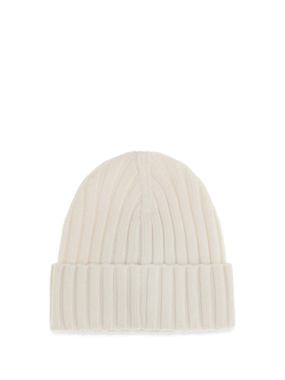 Moncler Wool Beanie with logo - White