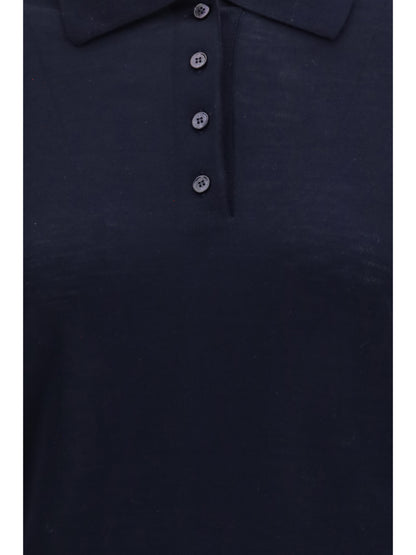 Golden Goose Long sleeve merino wool Polo - Navy