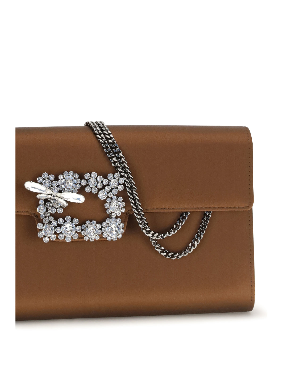Roger Vivier Efflorescence satin Clutch - Cacao