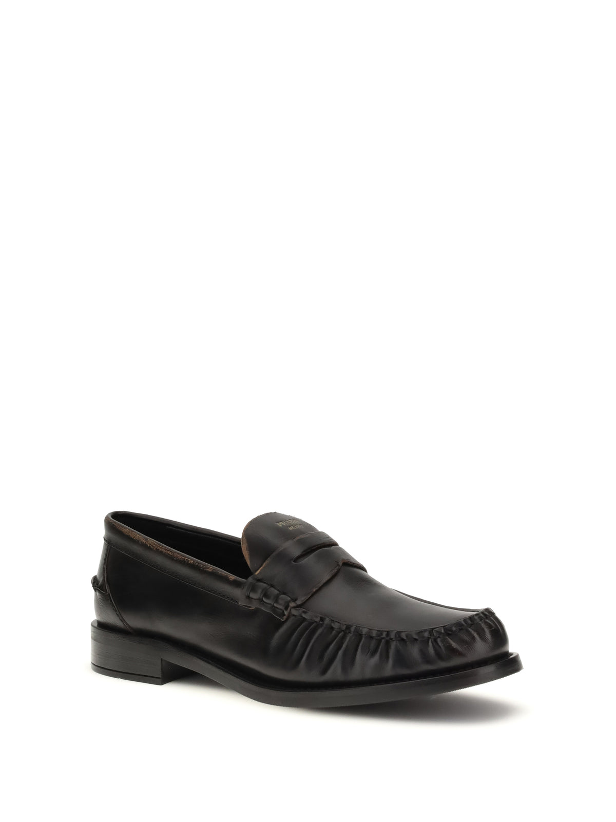 Prada Leather Loafers - Nero+Cuoio