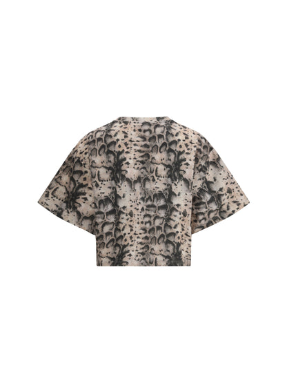 PINKO Terni Crop Snake Print T-Shirt with embellishments