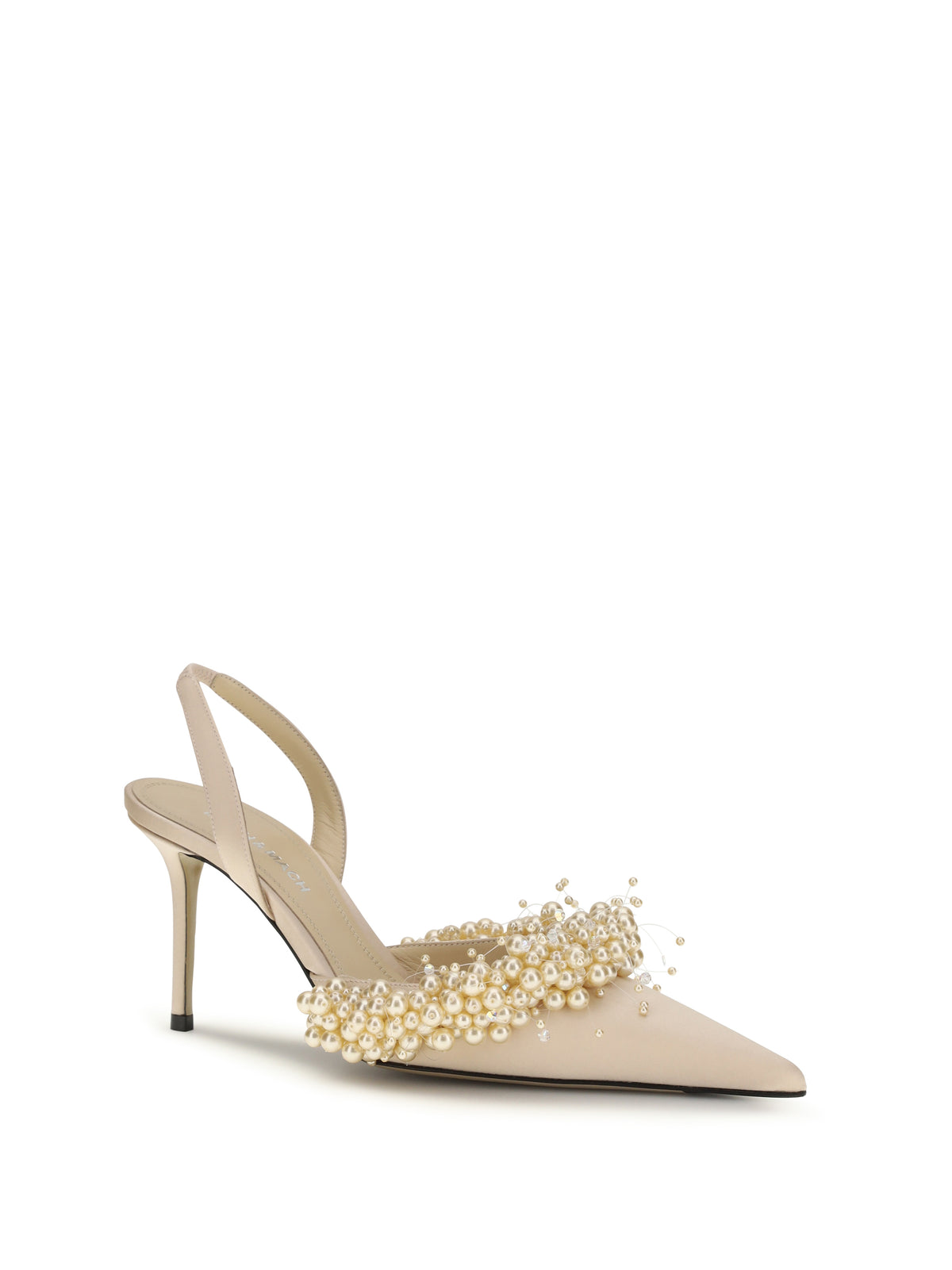 Mach & Mach Slingback Pumps with pearls - Golden