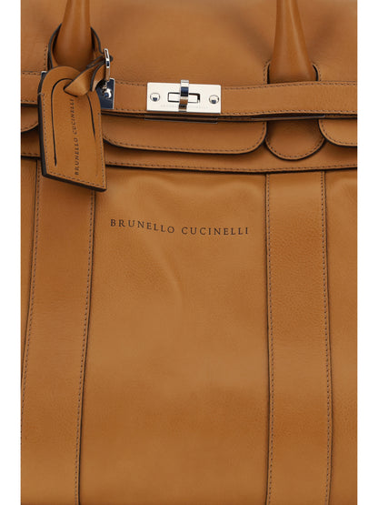 BRUNELLO CUCINELLI Leather Travel Bag with logo
