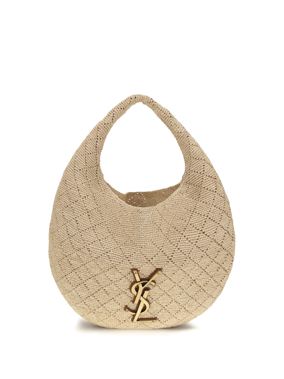 Saint Laurent Icare Hobo Bag in raffia - Pale Brown/Brick