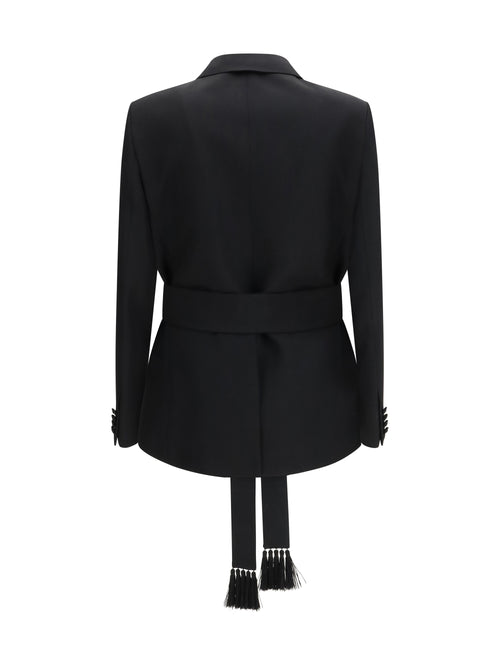 Valentino Double-breasted virgin wool Blazer with belt - Black