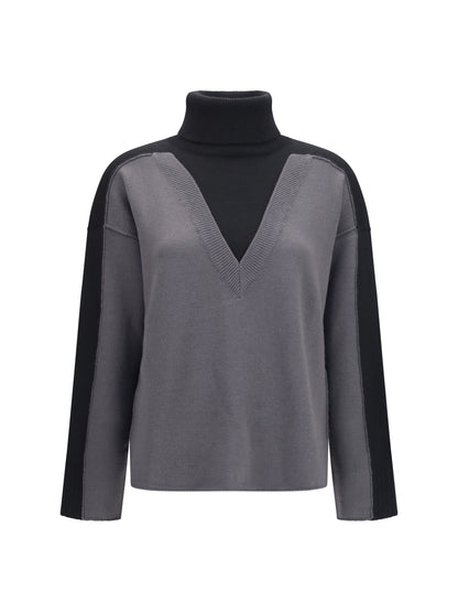 MM6 Maison Margiela Two-tone high-neck Sweater - Black-Dark Grey