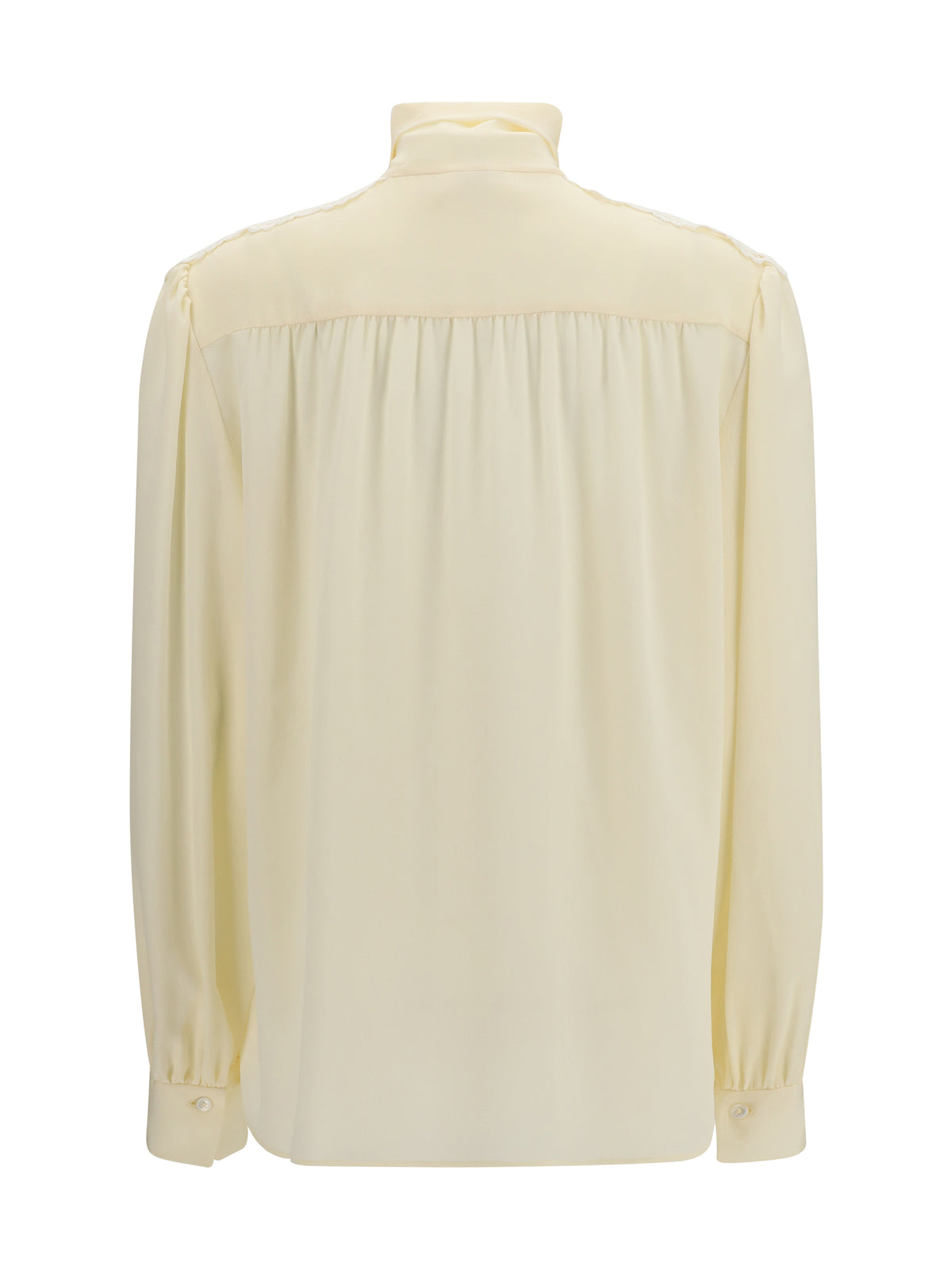 Chloé Bow Blouse with embroidered shoulders - Pristine White