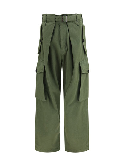 Loewe Cotton Cargo Pants - Khaki Green