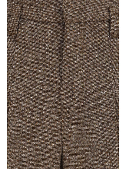 Brunello Cucinelli Virgin wool palazzo Pants with Monili detail - Moro