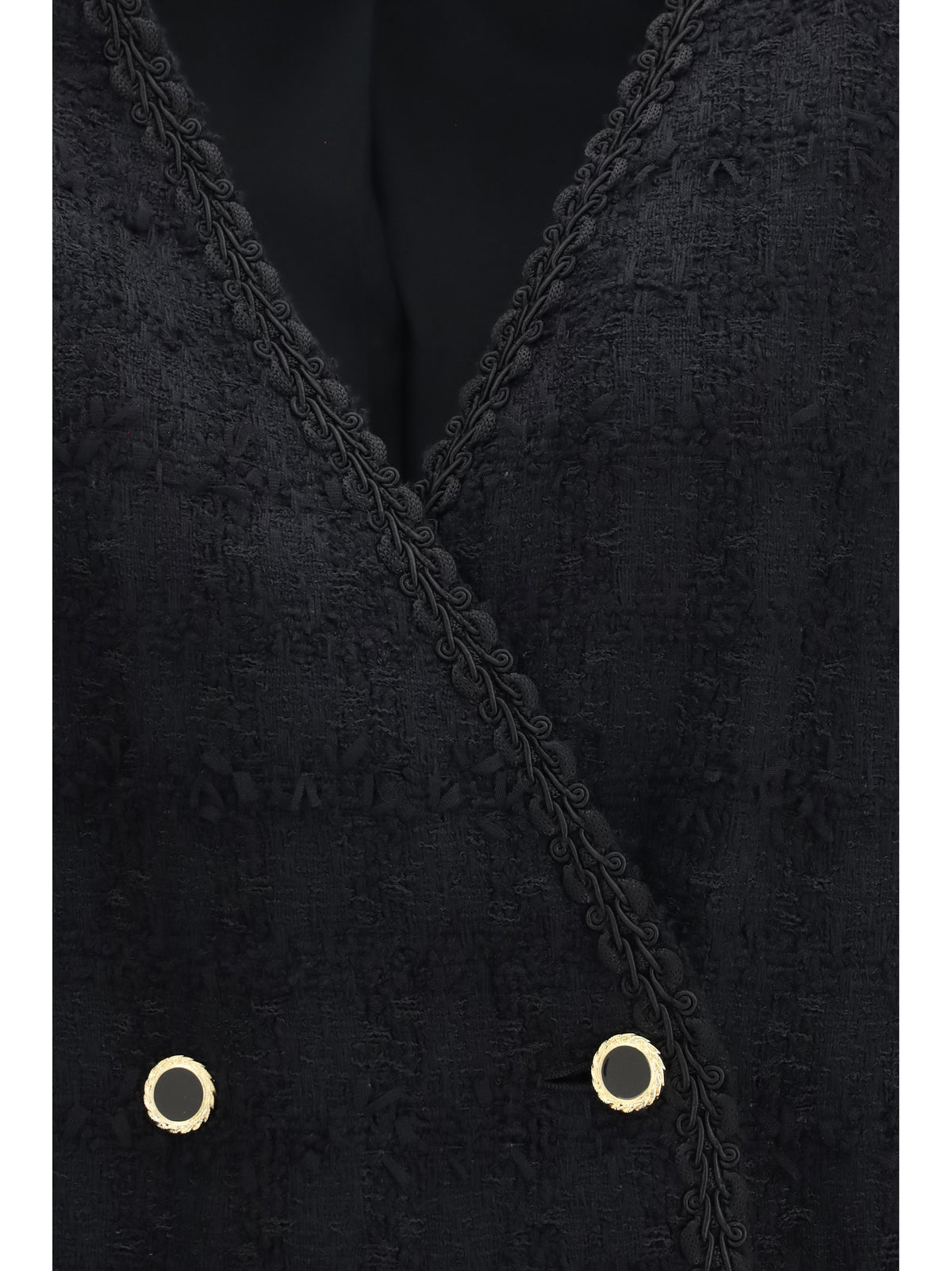Alessandra Rich Double-breasted checked bouclé tweed Jacket - Black