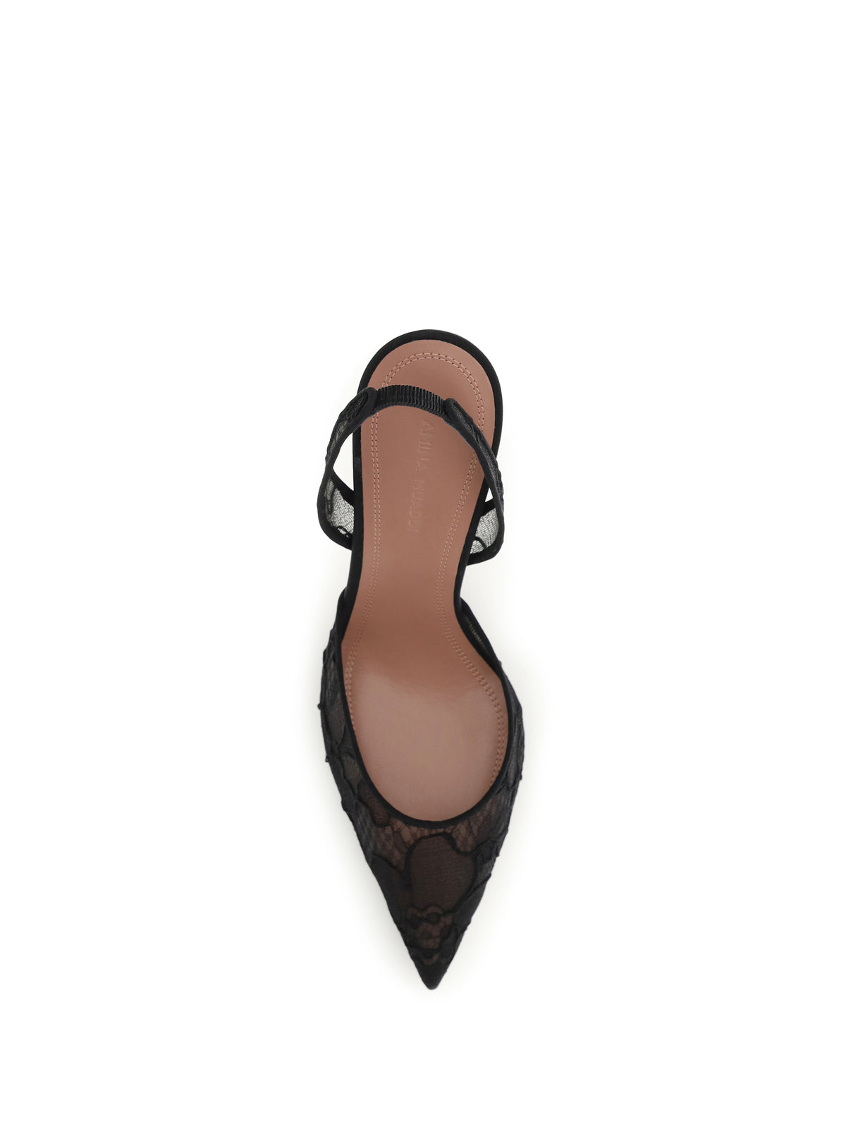 Amina Muaddi Holli lace Slingback Sandals - Black Lace + Black Satin