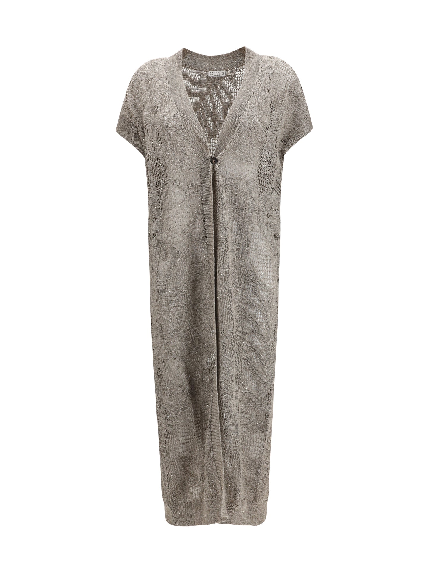 BRUNELLO CUCINELLI Long Cardigan in a linen and cotton blend