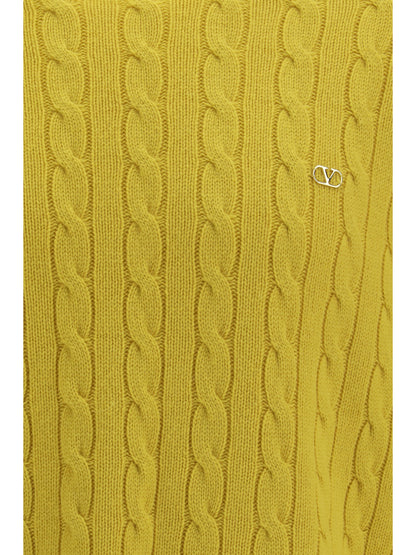 Valentino VLogo cable-knit cashmere Sweater - Yellow