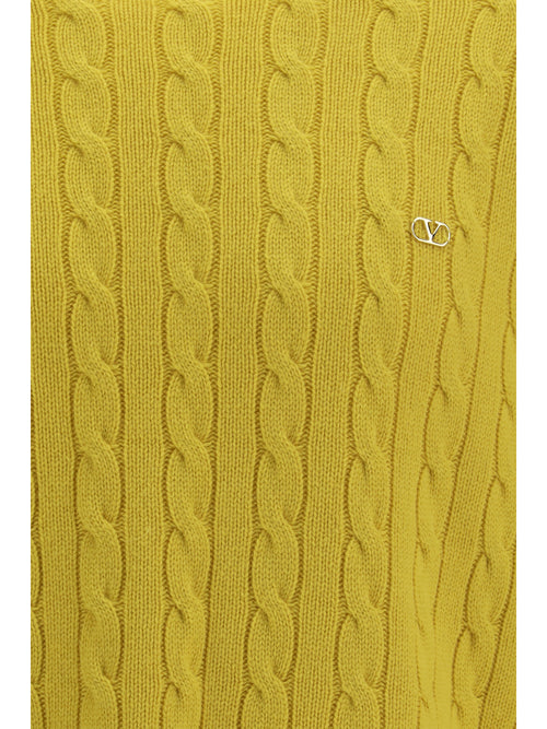 Valentino VLogo cable-knit cashmere Sweater - Yellow