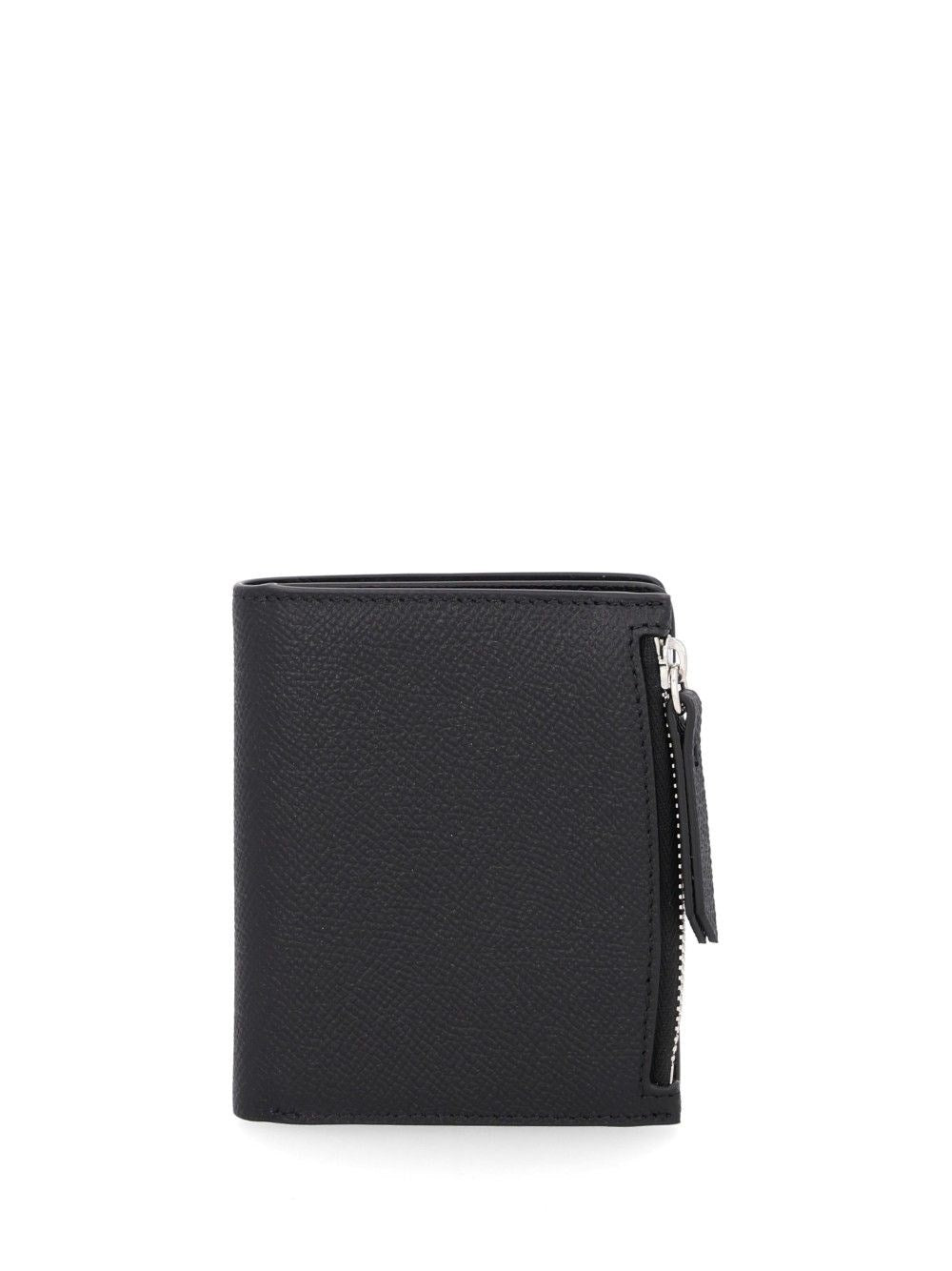 Maison Margiela Compact Leather Wallet With Side Zip - Black