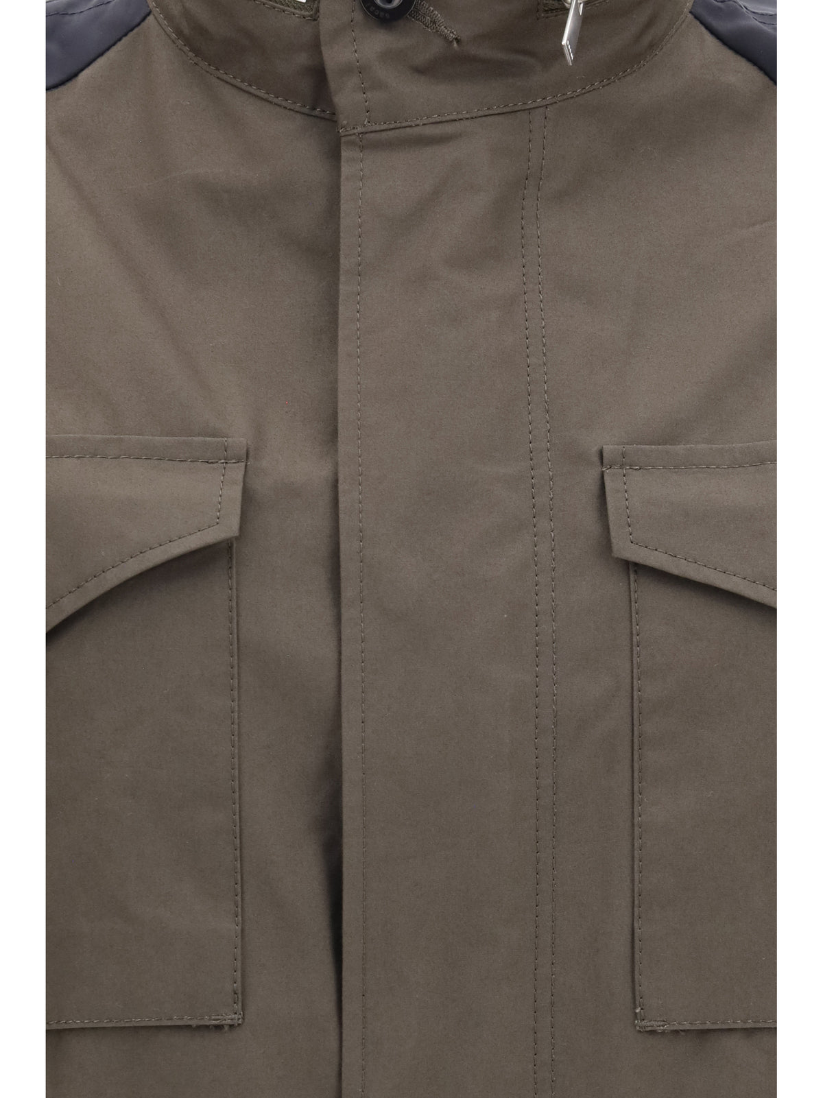 Sacai Nylon and cotton Jacket with three-quarter sleeves - Khaki×Navy