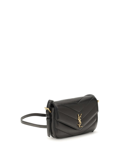 Saint Laurent Loulou Cassandre Toy lambskin Shoulder Bag - Black