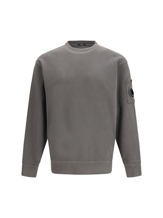 C.P. COMPANY Diagonal Raised Fleece Crewneck Lens Sweatshirt