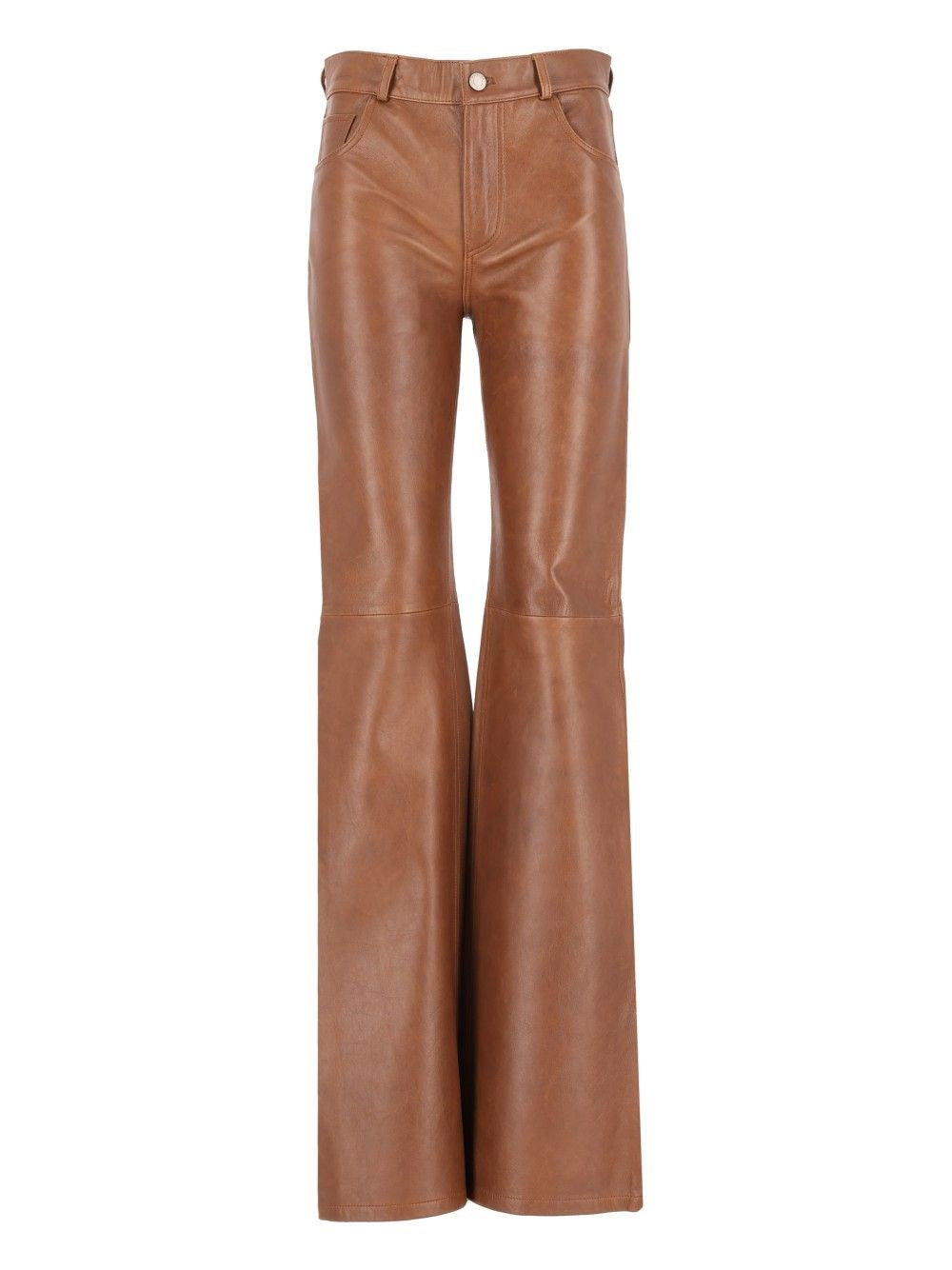 Haikure Silky Leather Pants Flora - Brown