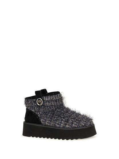 Pinko Tweed and lurex ankle Boots - Pewter