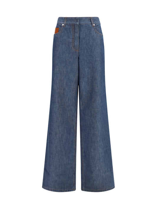 FENDI Wide-leg chambray Jeans