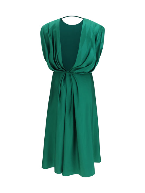 Versace Midi silk Dress with twist detail - Emerald