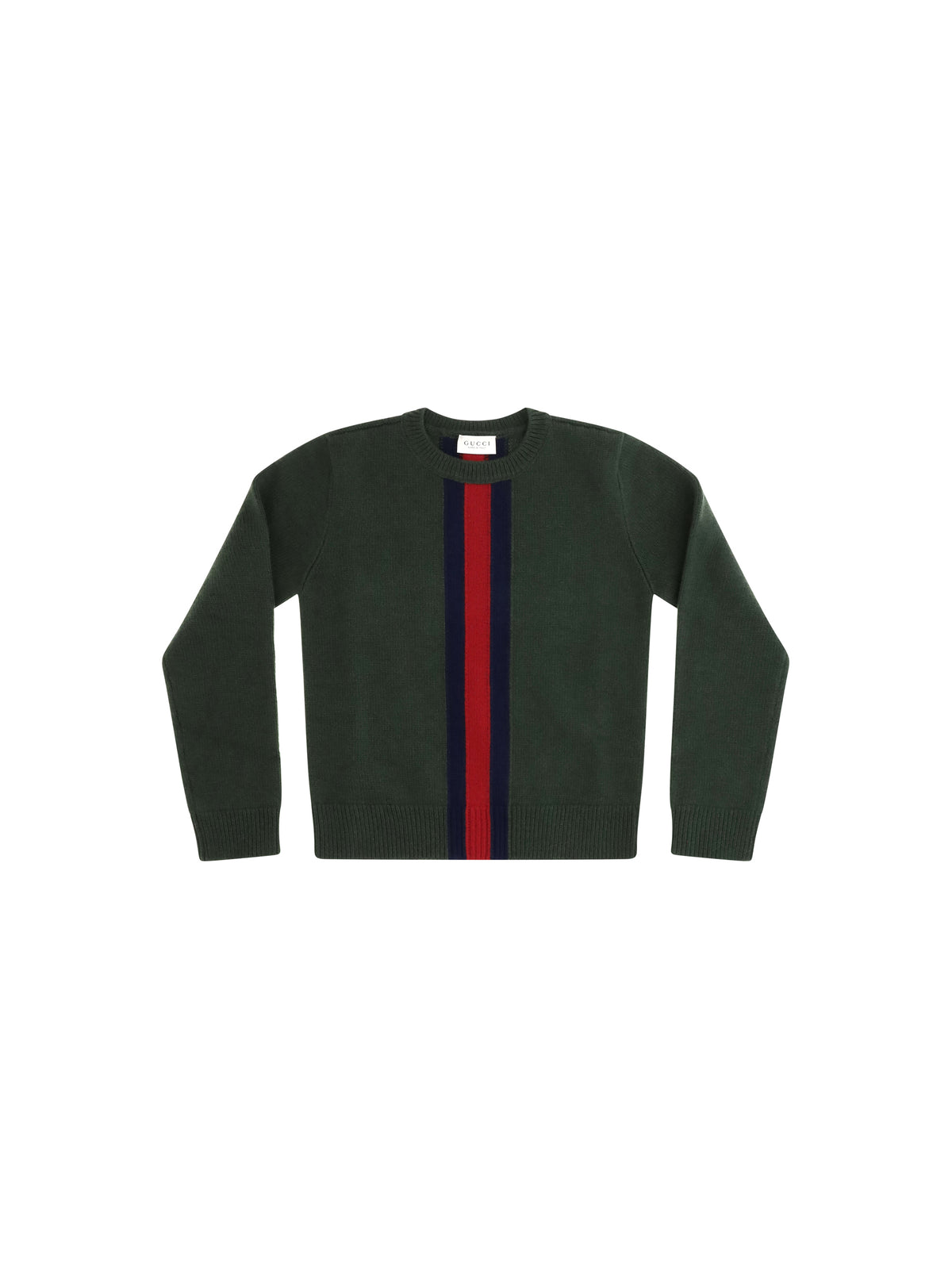 Gucci Web stripe wool Sweater for Girl - Moss Green/Blue/Red