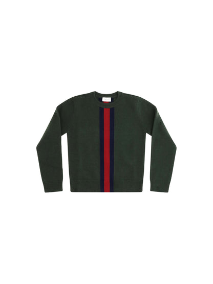 Gucci Web stripe wool Sweater for Girl - Moss Green/Blue/Red