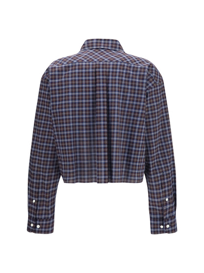 Miu Miu Checked embroidered Shirt - Blu+Cacao