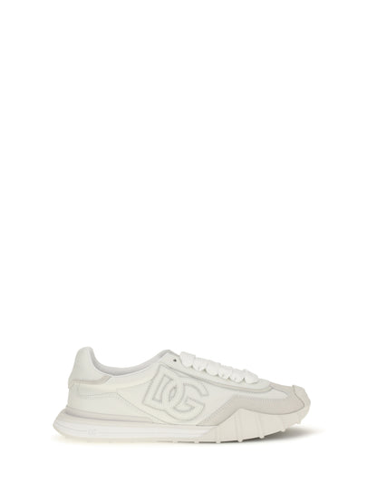 Dolce & Gabbana Athletic fabric and leather Sneakers - White/Ice