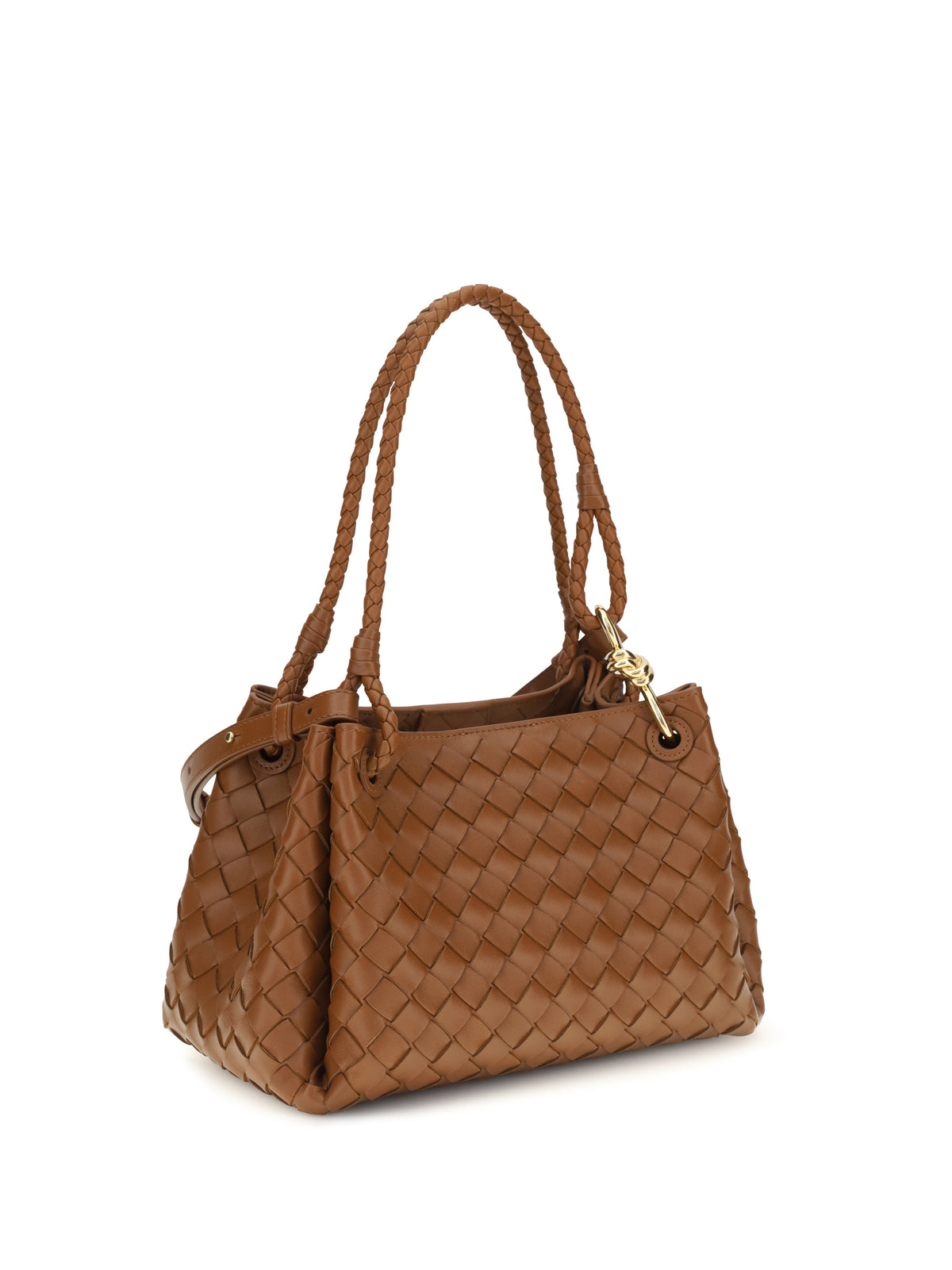 Bottega Veneta Intrecciato Shoulder Bag - Tannin-Muse Brass
