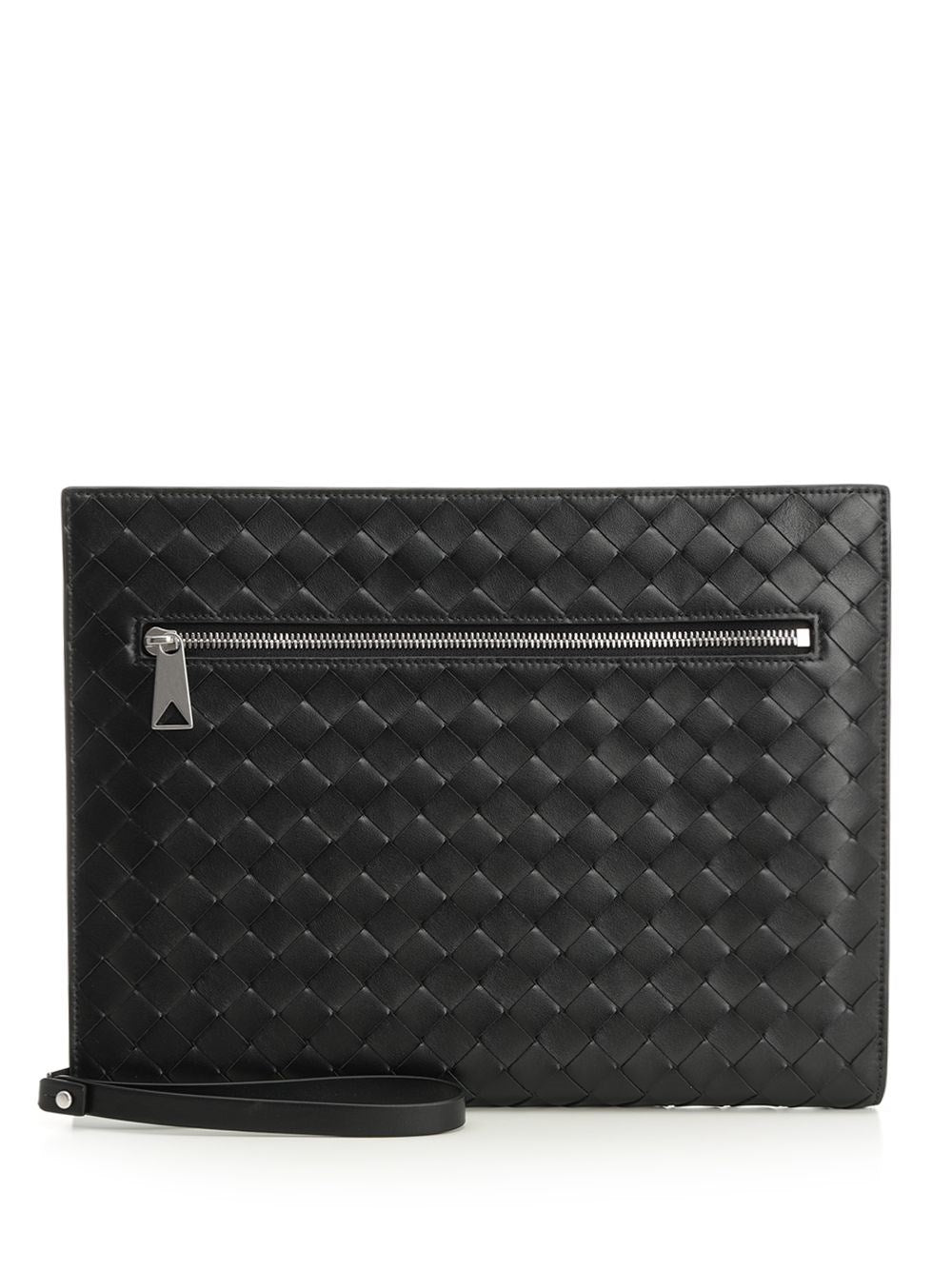 Bottega Veneta Woven Document Holder With Strap - Black