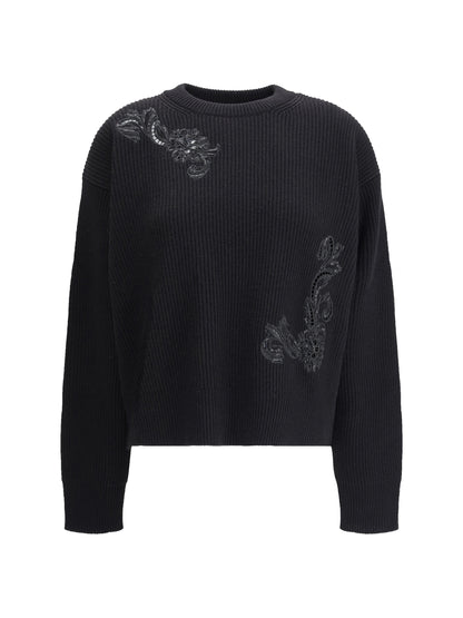 VERSACE Barocco Leaf Embroidered Sweater