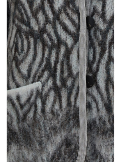 Forte_forte Heron Feather motif brushed Cardigan - Jade