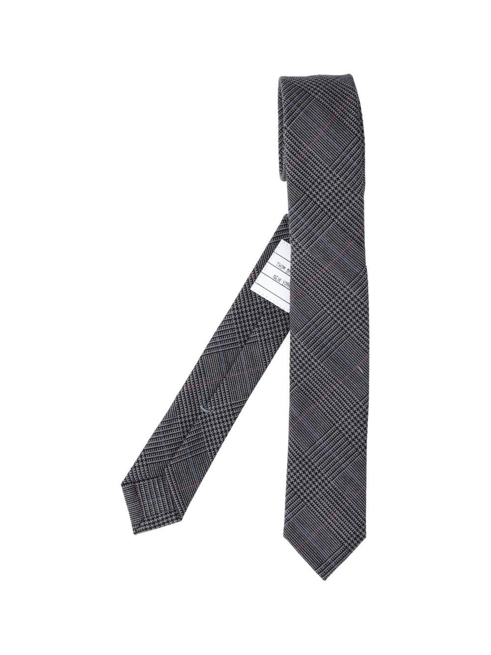Thom Browne Prince Of Wales Wool Tie - Grey
