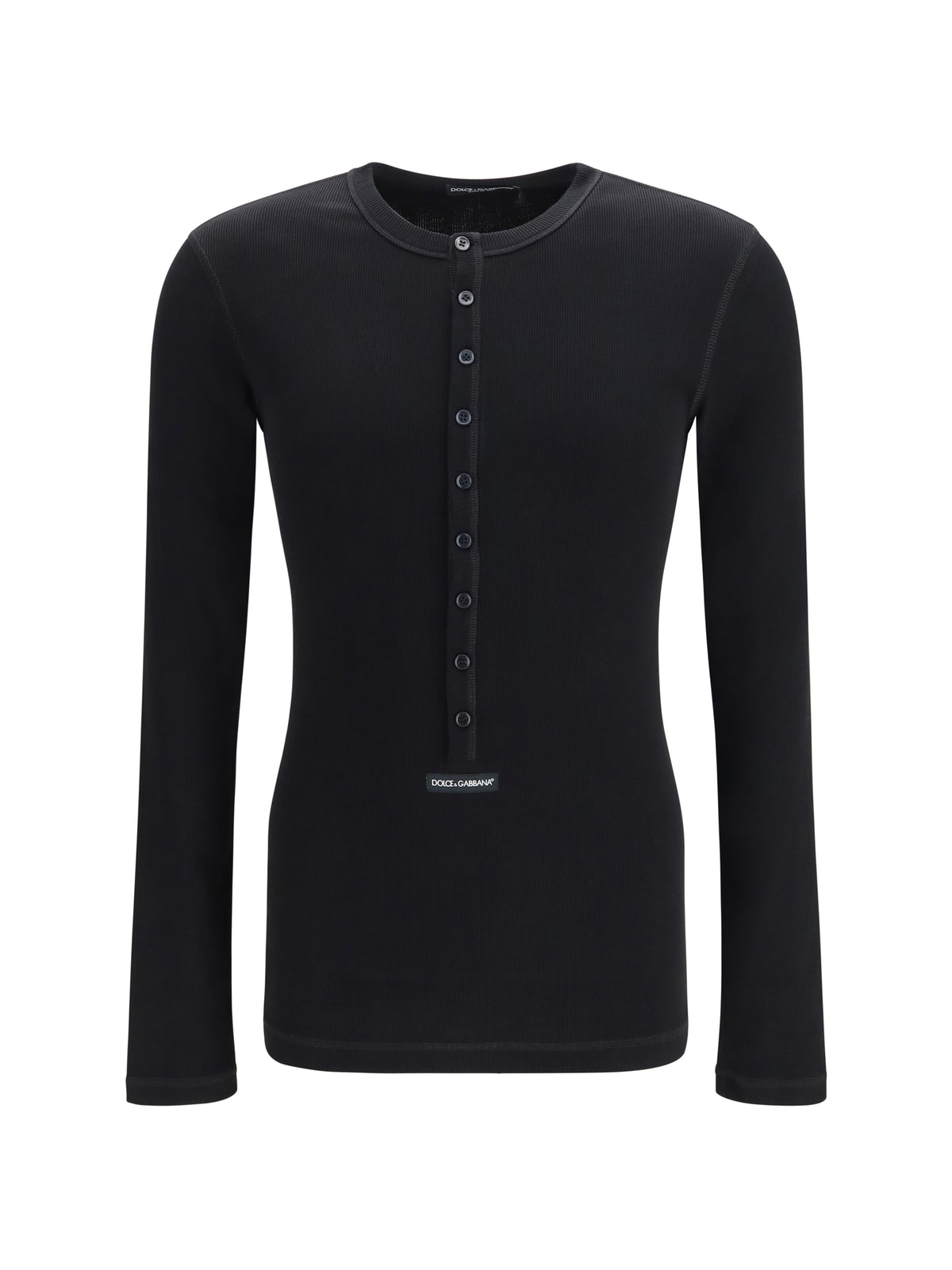 Dolce & Gabbana Ribbed cotton henley T-shirt - Black