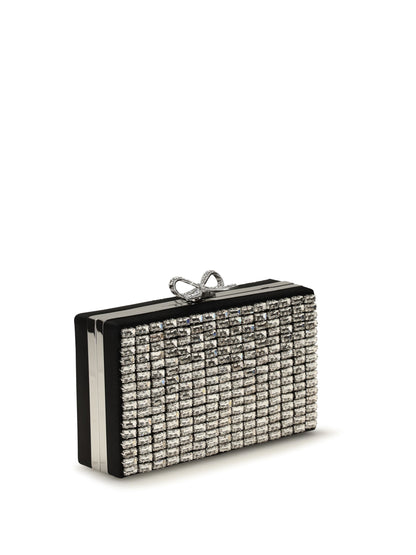 Self-Portrait Crystal chainmail Clutch - Silver