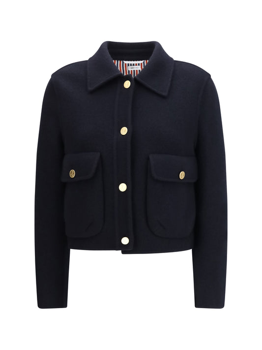 Thom Browne Cropped virgin wool Jacket - Navy
