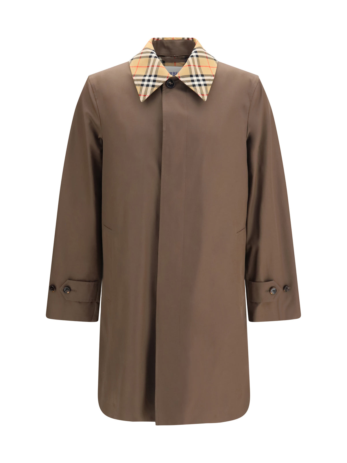 Burberry Tottenham cotton gabardine Coat with Check collar - Sepia Brown