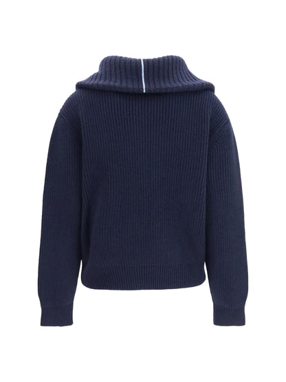 Malo Cashmere high-neck zip Sweater - Blu.