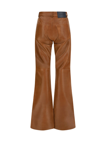 Haikure Flora flared leather Pants - Tan
